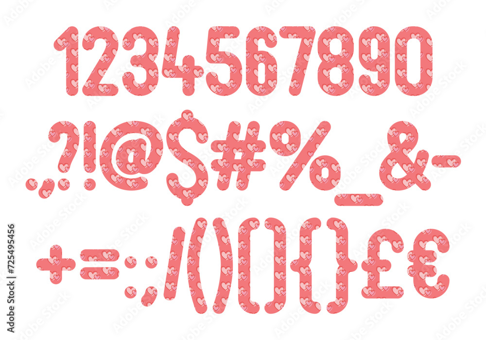 Versatile Collection of Double Hearts Numbers and Punctuation for Various Uses Versatile Collection of Double Hearts Numbers and Punctuation for Various Uses