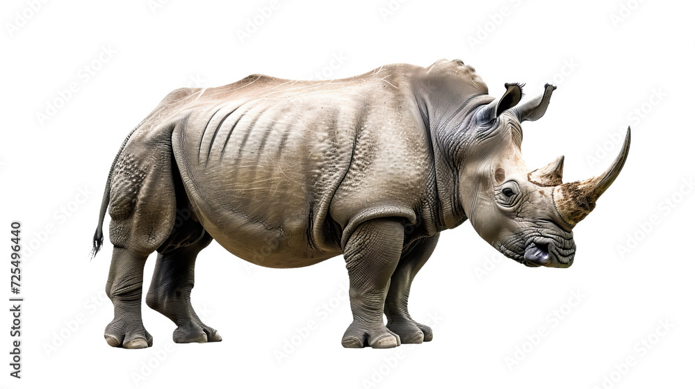 Rhinoceros Standing on White Background