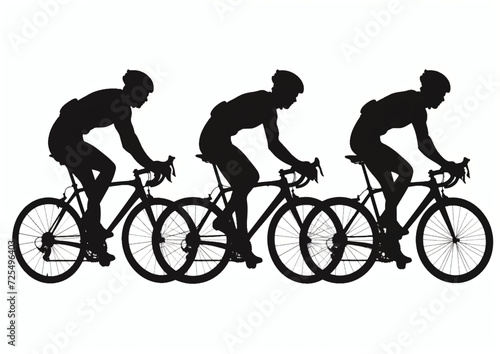 Athlete cyclists in silhouettes vector illustration