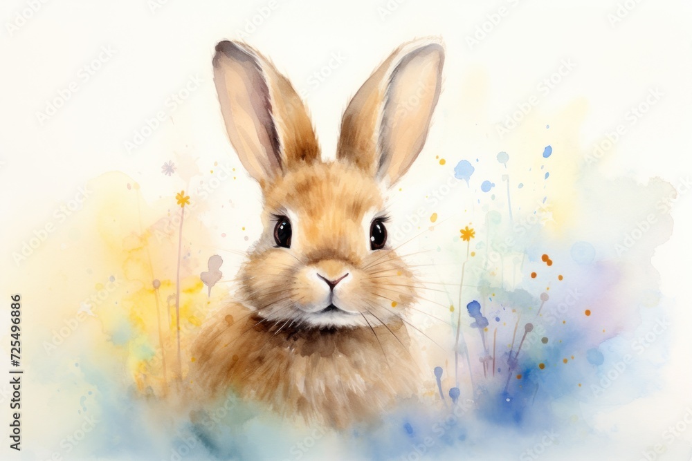 Obraz premium Easter bunny watercolor illustration with pastel tones