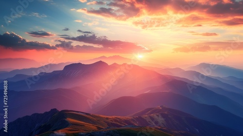 Mountains during sunset. Beautiful natural landscape in the summer time © Emil