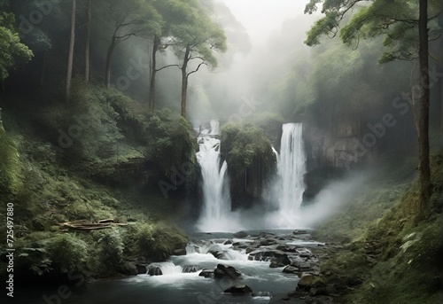 waterfall in the morning   Waterfall  forest  jungle