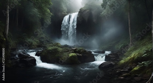 Wallpaper Mural waterfall in the morning , Waterfall, forest, jungle Torontodigital.ca