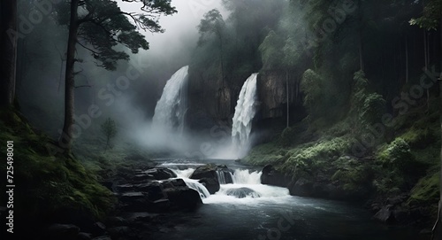 Wallpaper Mural waterfall in the morning , Waterfall, forest, jungle Torontodigital.ca