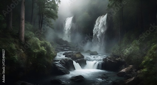 Wallpaper Mural waterfall in the morning , Waterfall, forest, jungle Torontodigital.ca
