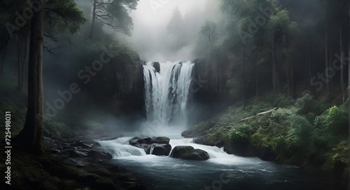 Wallpaper Mural waterfall in the morning , Waterfall, forest, jungle Torontodigital.ca