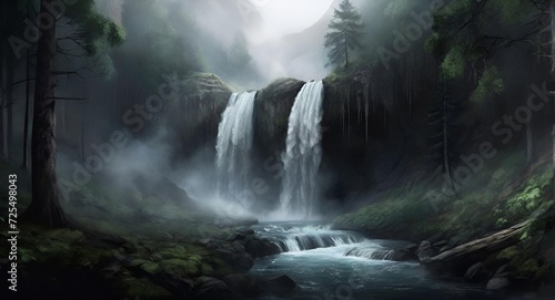 Wallpaper Mural waterfall in the morning , Waterfall, forest, jungle Torontodigital.ca