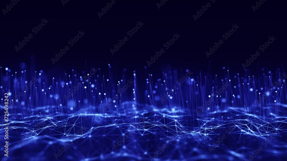 Color animated polygonal space. Futuristic wave with dots and lines. Structure of connection points and lines. Digital background. Plexus effect. 3d. 4K animation. Color animated polygonal space. Futuristic wave with dots and lines. Structure of connection points and lines. Digital background. Plexus effect. 3d. 4K animation.
