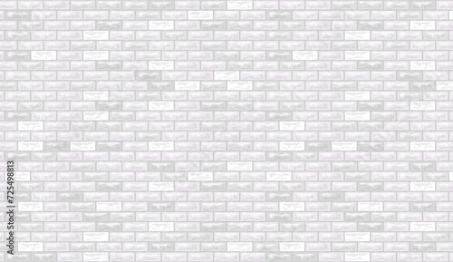Vector grey brick wall pattern horizontal background. Flat gray wall texture. White textured brickwork for print, paper, design, decor, photo background, wallpaper.