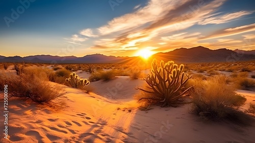 Sunset over the Mojave Desert in California, United States. photo