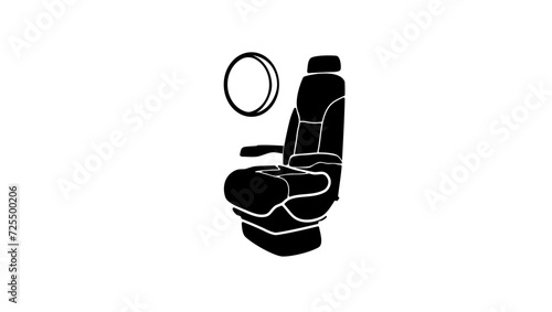 airplane seat, black isolated silhouette