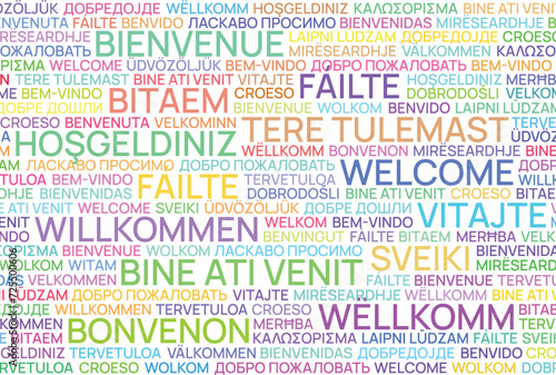 Vector concept illustration background Welcome text isolated in a white background