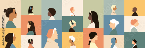 Women of different ethnicities together. 