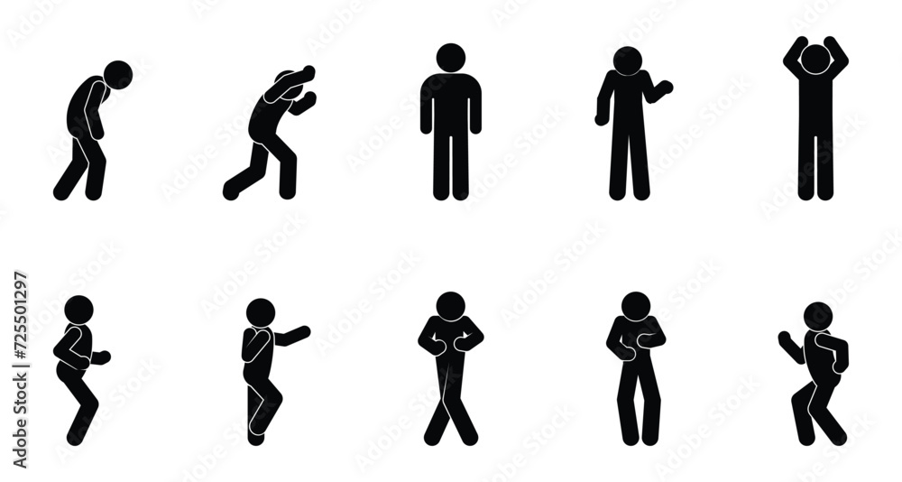 man icon, movements and poses of people, basic set of human silhouettes man icon, movements and poses of people, basic set of human silhouettes