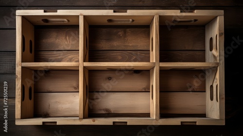 Minimalist wooden crate with compartments for variety of goods
