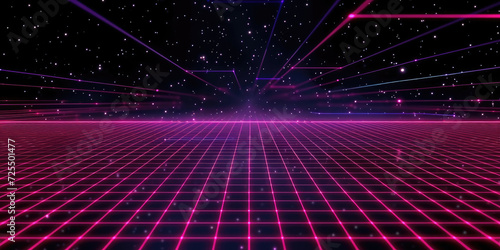 Wallpaper Mural a bright futuristic space with pink, white and blue lines, game space, Sci Fi Arrows Shaped Neon Cyber Futuristic Modern Torontodigital.ca