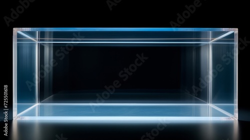 Empty plastic box with soft lighting for stationery display