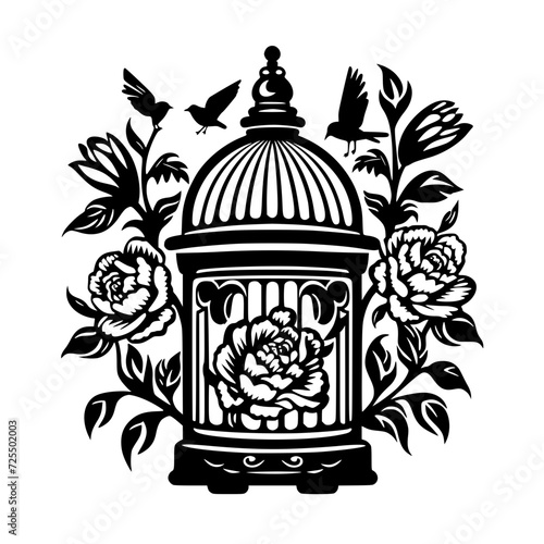 Bird Cage, cage svg, cage png, T shirt, clipart, png, svg, eps, jpg, vector, flower, floral, pattern, nature, illustration, leaf, vintage, art, plant, drawing, flowers, design, seamless, black, decora