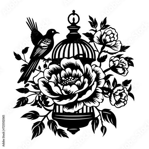 Bird Cage, cage svg, cage png, T shirt, clipart, png, svg, eps, jpg, vector, flower, floral, pattern, nature, illustration, leaf, vintage, art, plant, drawing, flowers, design, seamless, black, decora