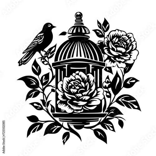 Bird Cage, cage svg, cage png, T shirt, clipart, png, svg, eps, jpg, vector, flower, floral, pattern, nature, illustration, leaf, vintage, art, plant, drawing, flowers, design, seamless, black, decora