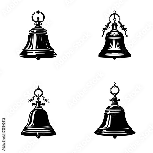 bell, christmas, decoration, gold, holiday, celebration, bells, xmas, object, illustration, vector, ornament, handbell, design, jingle, metal, shiny, golden, church, winter, traditional, year, isolate