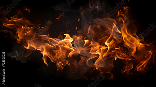 A black background with red and yellow flames 