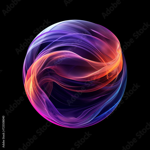 Abstract Glowing Energy Sphere with Dynamic Waves on Dark Background