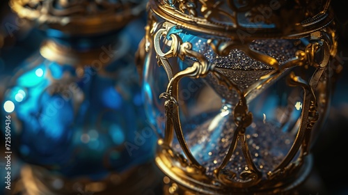 Background design with an old-fashioned hourglass. generative AI