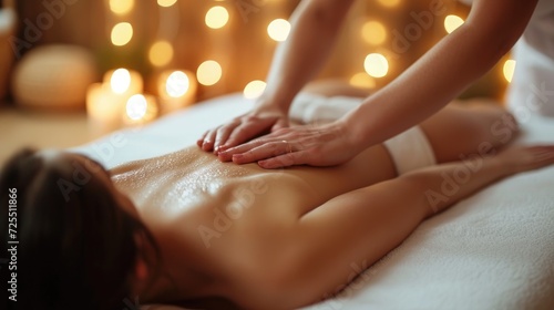 Woman lies on a table in beauty spa getting a massage.Spa woman.Body care, skin care, wellness, wellbeing,maderotherapy