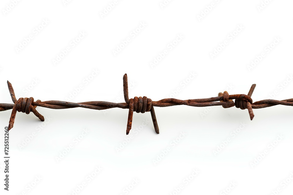 long insulated barbed wire on a white background. generative AI