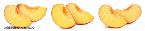 Ripe peach fruit slice isolated