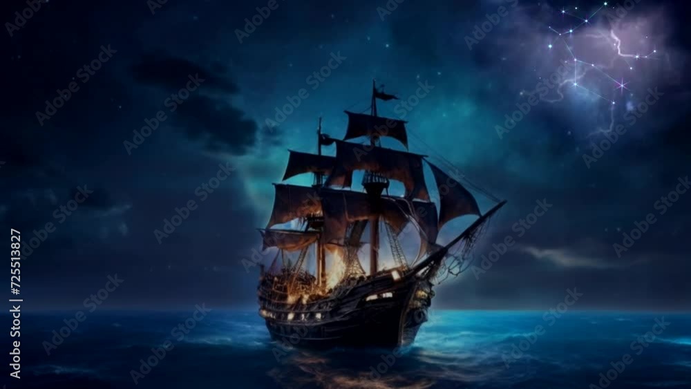 realistic 3d illustration of a ship in the ocean. seamless looping visual video animation background realistic 3d illustration of a ship in the ocean. seamless looping visual video animation background