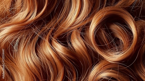 Closeup medium blond red hair. Women's hairstyle. Hair texture