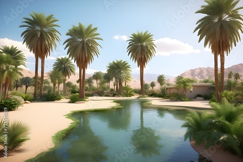 Desert_oasis_with_a_tranquil_pond_surrounding © Baloch Arts