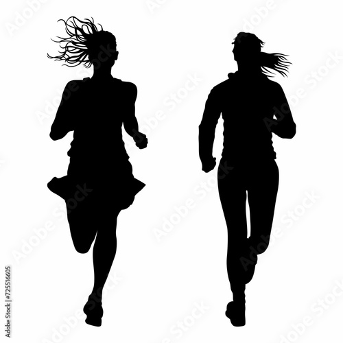Woman running forward vector silhouette