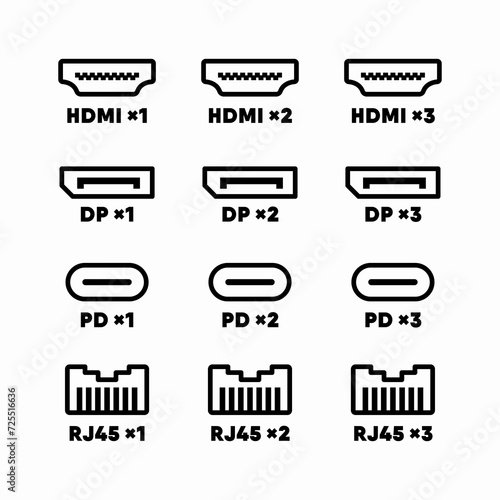 Interface ports vector information signs