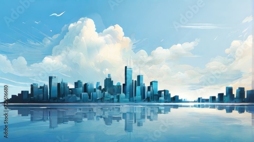 blue cityscape background illustration © alvian