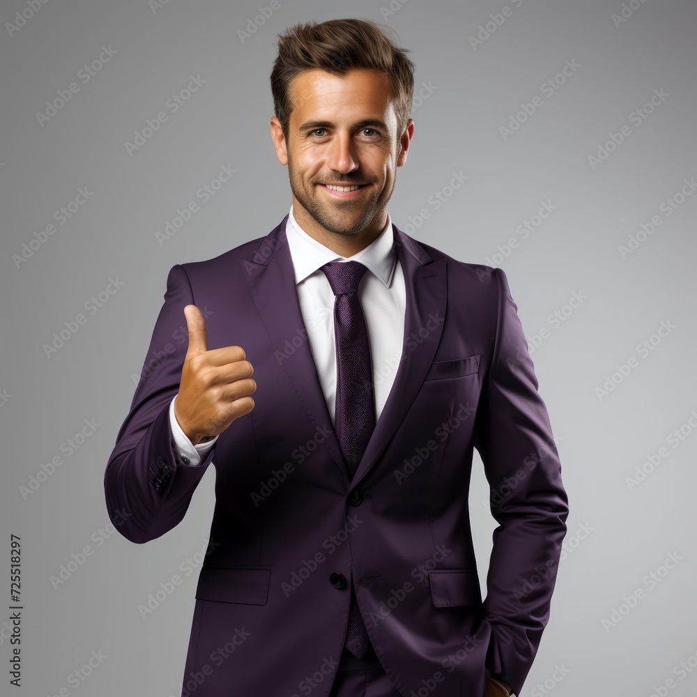 Excited businessman gesturing thumbs up Excited businessman gesturing thumbs up