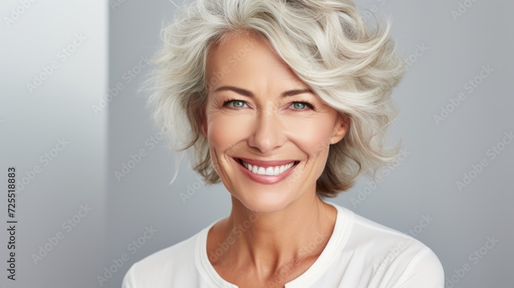 portrait of happy and laughing middle aged pretty woman portrait of happy and laughing middle aged pretty woman