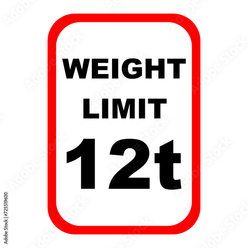 Vector graphic of a black Weight Limit highway sign. It consists of the wording Weight Limit and silhouettes of truck types and allowed weight contained in a white.