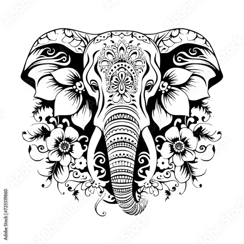 elephant svg, elephant png, elephant vector, mandala line art, mandala art, clipart, eps, vector, silhouette, vector, flower, floral, design, illustration, pattern, art, tattoo, black, decoration