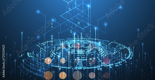 Big Data. Abstract digital futuristic wireframe vector illustration on technology background. Data mining and management concept. Hand drawn art.