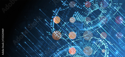 Big Data. Abstract digital futuristic wireframe vector illustration on technology background. Data mining and management concept. Hand drawn art.