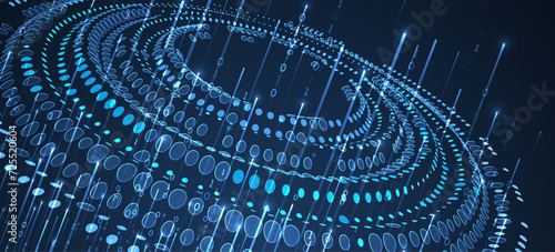 Big Data. Abstract digital futuristic wireframe vector illustration on technology background. Data mining and management concept. Hand drawn art.