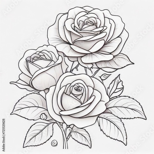 Wallpaper Mural roses line art drawing Torontodigital.ca