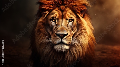 Radiant strength  majestic lion embracing fiery elements with passion and energy