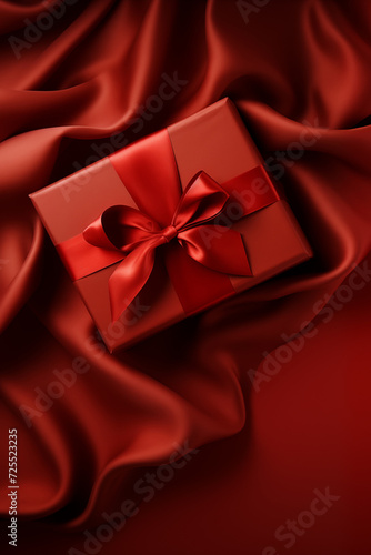 A gift on a red cloth.
