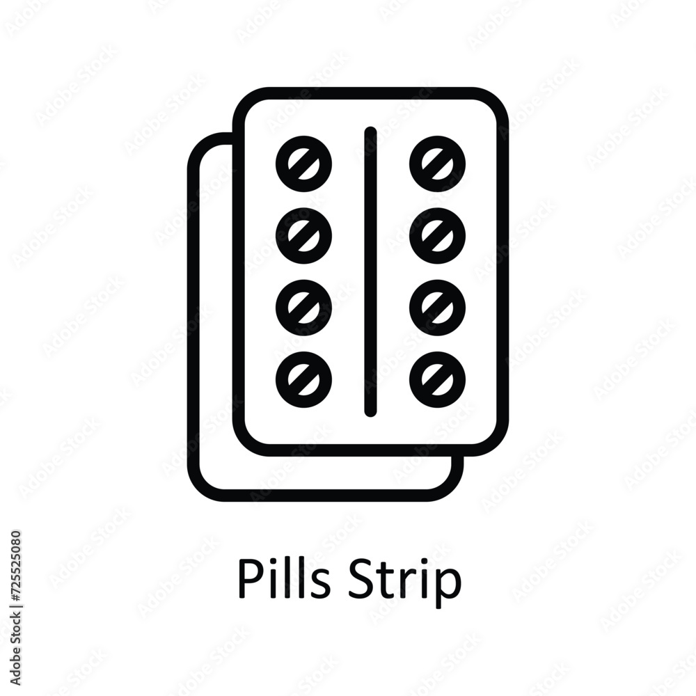 Pills Strip vector outline icon style illustration. EPS 10 File Pills Strip vector outline icon style illustration. EPS 10 File