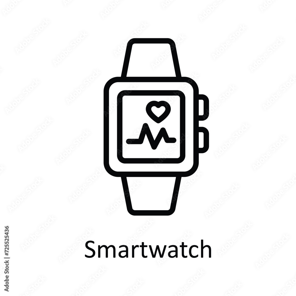 Smart watch vector outline icon style illustration. EPS 10 File Smart watch vector outline icon style illustration. EPS 10 File