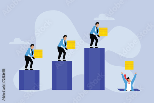 Investment traps, failed investments or losses in business, finance, commerce or stock market falls 2d vector illustration